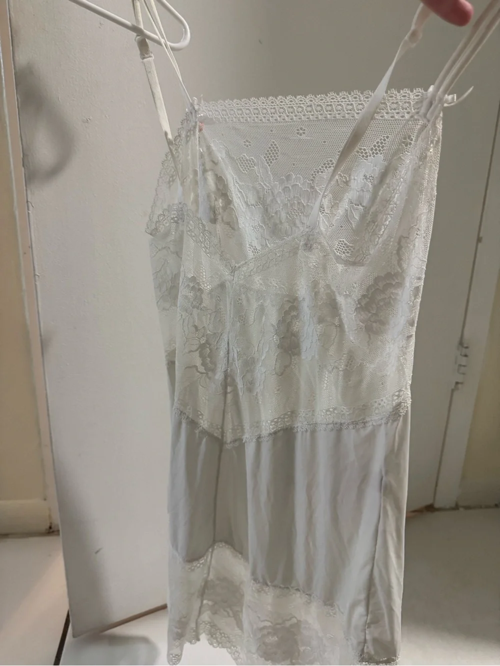 Vintage White Lace-Trim Slip Dress - Picture 7 of 10